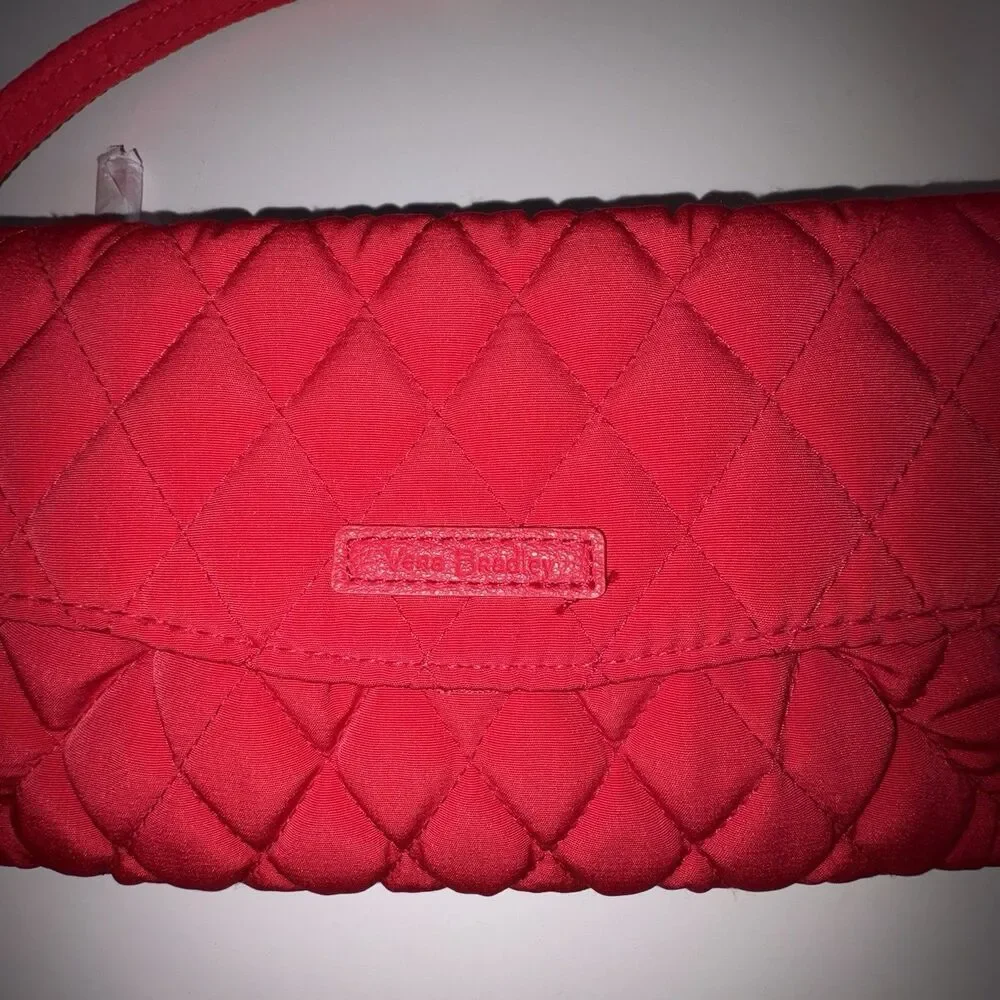 Vera Bradley Red Quilted ALL-IN-ONE Crossbody Wallet Small Purse